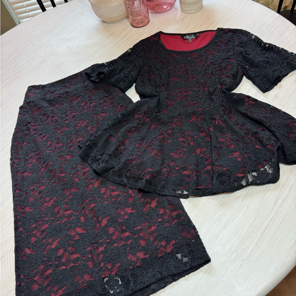 LuLaRoe Elegant Black and Red Lace Ivy/Emma